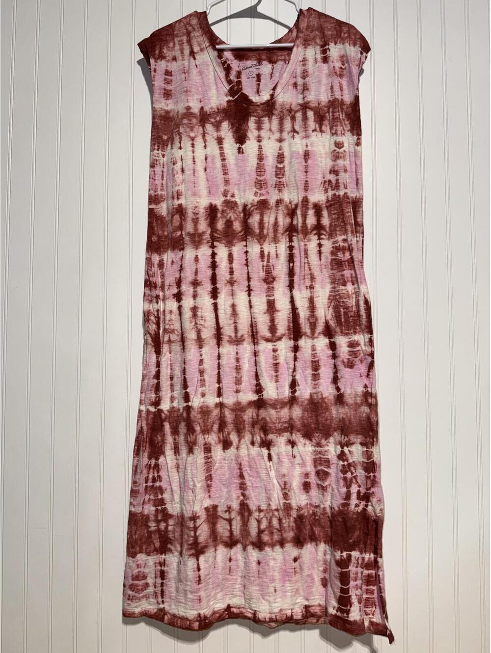 Universal Thread Women’s Medium Sleeveless Tie-Dye Midi Dress Burgundy Pink